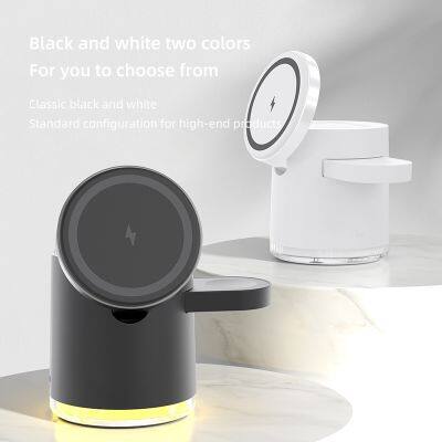 New Folding Design 15W Fast Wireless Charger 4 in 1 Magnetic Wireless Phone Holder Charging Station Wireless Charger photo-6