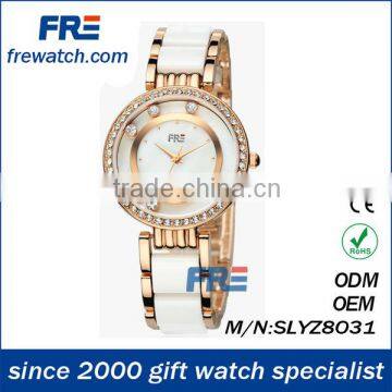 Crystal latest ladies leather wrist watches