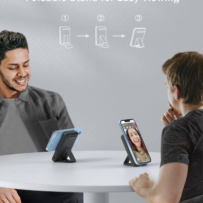 2024 Hot Selling Mini Power Bank 60000mah 10000mah Fast Charging Wireless Power Bank With Folding Stand Magnetic photo-5