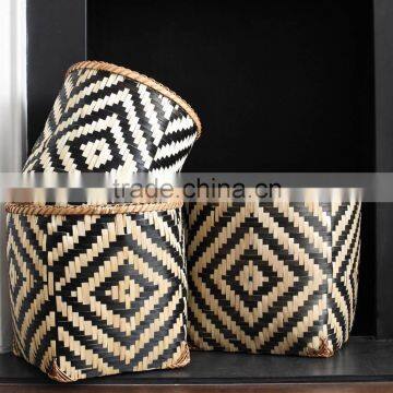 High quality best selling eco-friendly Set of black and white geometric Square Bamboo basket from Vietnam