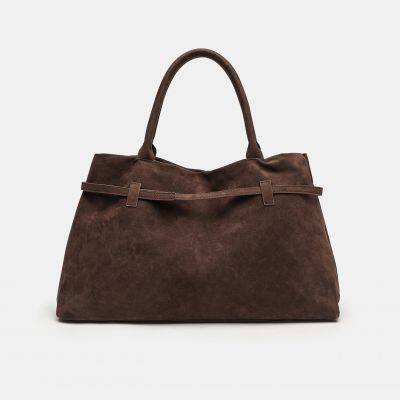 Женская сумка-тотел большого объема в винтажном стиле - элегантно-коричневая, с фигурным застежкой на скобки, прочные ручки для работы, путешествий и повседневного использования