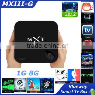 MXIII-G TV Box Android 4.4 1000M LAN Amlogic S812 Quad Core 1G 8G WiFi H.265 Gigabit TV Box Kodi Fully Loaded