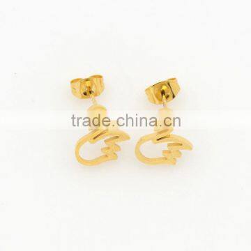 hot sale girls gold plated earring popular stud earring for women 2 pieces