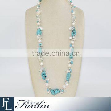 Latest model fashion long chain pearl necklace