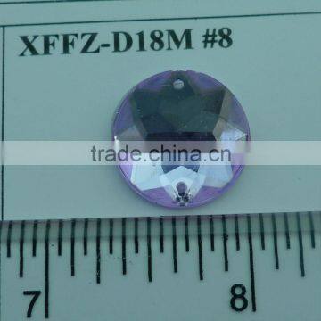 Round Shape Acrylic Stone, sewing for Button, Flatback plastic stone 18mm