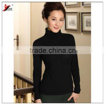 high neck women's 100% worsted cashmere sweater