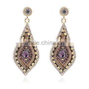 Fashion Retro Jewelry Women's Shinning Crystal Teardrop Hanging Earrings photo-1