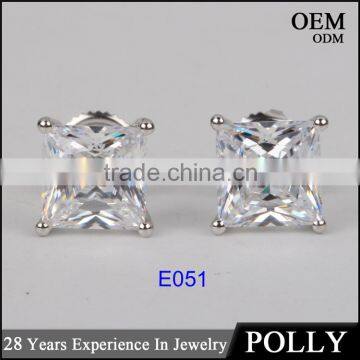 14KT Solid Gold Princess Cut AAAAA CZ Earrings Jewelry Manufacturers photo-2