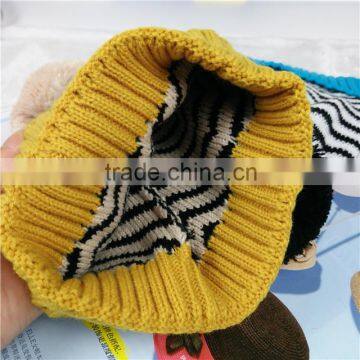 Wholesale Fashion Warm Striped Knitted Pom Pom Winter Hats for Children photo-5