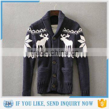 Big knitting cardigan fawn snowflakes thickening turtleneck sweater coat lapels