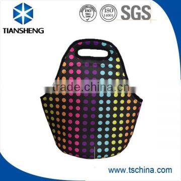 Popular fashion printing neoprene lunch tote bags coated with aluminium inside