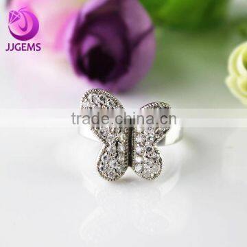 Brass rhodium plated butterfly designs ring