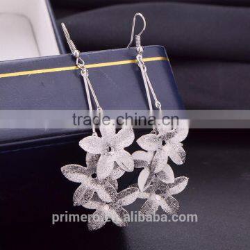 New Design Flower Dangle Jewelry Matte Long Earring Hook Wholesale photo-3
