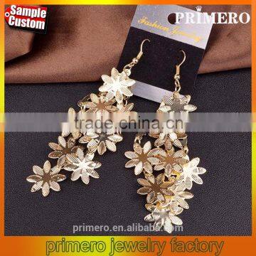 New Multilayer Snowflake Vintage Flower Earrings Dubai Gold Jewelry