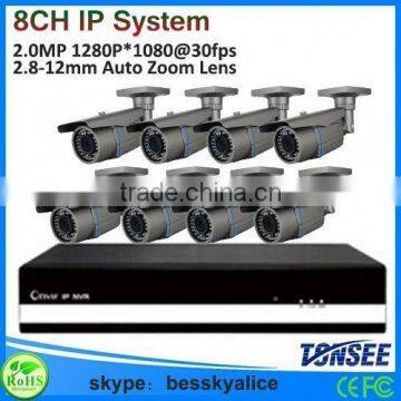 2.0Megapixel 1080P IP Camera System,Surveillance system,Auto Zoom Lens IP Camera Nvr KIT,