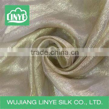 metallic 100% polyester organza fabric for upholstery / wedding