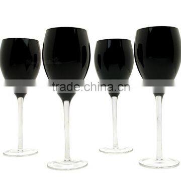 Black Cup Clear Trumpet Stem Wine Glass Champagne glass                        
                                                Quality Choice