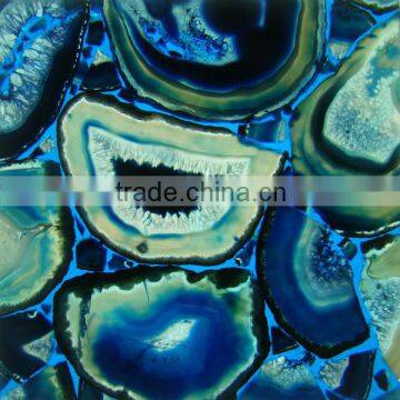 Semi Precious Stone Blue Agate Slab For Home Decoration