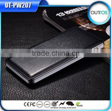 Leather case dual usb output 12000mah power bank mobile phone charger