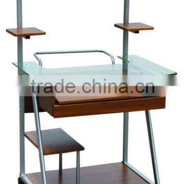 2014 Hot sell computer desk PC table office furniture made of black white glass