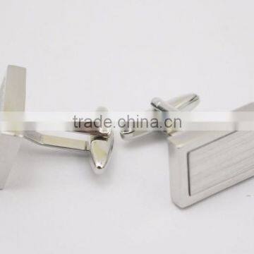 Two Tone Blank Rectangle Silver Cufflinks For Mens photo-3