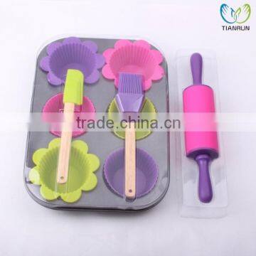 10pcs mini baker tools set -kitchen accessories -silicone cups bakers , spatula , brush and roll pin