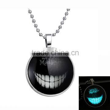 Fancy smile design Hallowma charm jewellery night lights pendant necklace