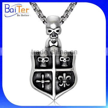 Custom Vintage Stainless Steel Mens Spider Shield Dog Tag Pendant Necklace Wholesale photo-4