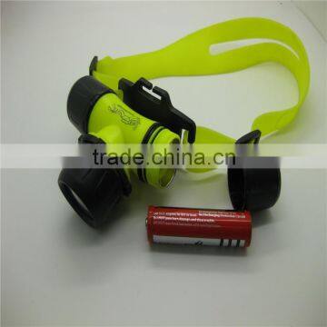 diving led headlamp light, 18650 lithium flashlight battery