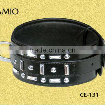 CE 131 Leather dog collar padded with clincher