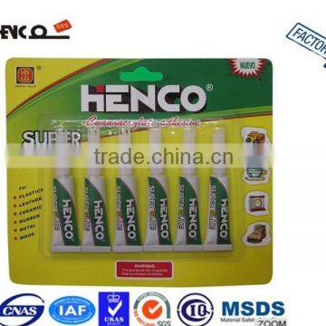 HC-6 Henco Daily DIY use Super Glue, 502 Super Fast Glue, Cyanoacrylate Adhesive in Tube Packing