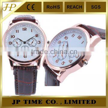 white face leather strap rose gold tone make your own brand OEM watch quartz