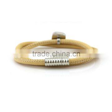 2015 Fashion New Attractive Square Diamond Charm Double Wraps Genuine Sheep Skin Stitched Leather Bracelets for Women photo-2