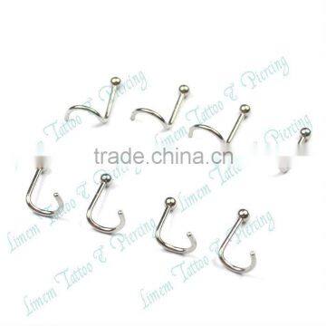 surgical steel nose stud nose ring piercing jewelry nose spiral body jewelry with ball without thread