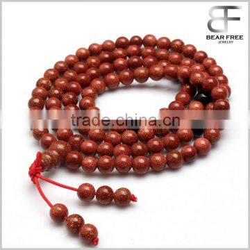 Unique Fashion Jewelry Multilayer Natural Gold Sand Stone Malas Prayer Beads Bracelet