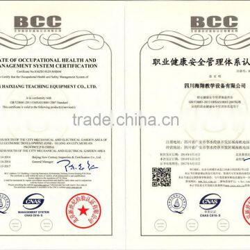 CERTIFICATE OF OCCUPATIONAL HEALTH ADN SAFETY MANA