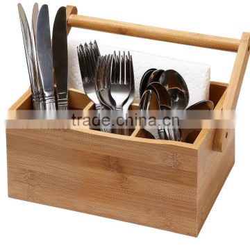 home & kitchen bamboo 4 compartment utensil flatware cutlery caddy holder