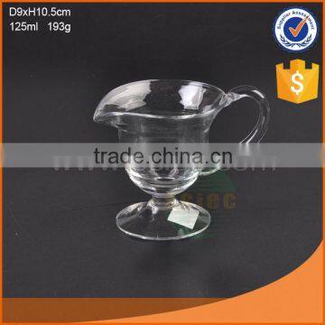 whole sale small 125ml clear glass water jug with side handle and stand