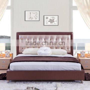 Hot Sale Modern Leather Bed With Chesterfield Button DH828 photo-4