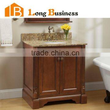 LB-LX2074 Floor Mounted Double Sinks Solid Wood Bathroom Cabinet