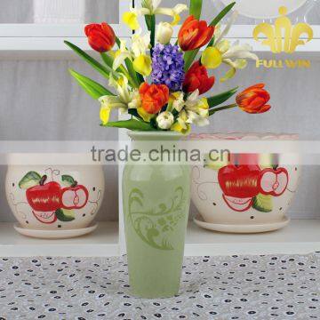 Novelty color glazed ceramic vase with decal