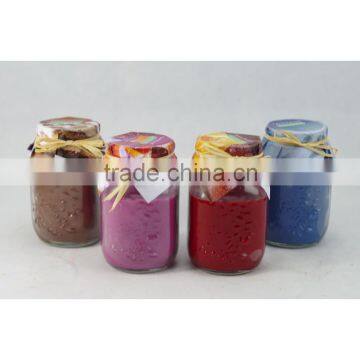 scented colored glass candle with lid size 70mmD*135mmH