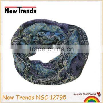 Flower frame pritnted polyester infinity scarf