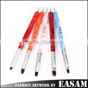 Colorful Acrylic Handle Double Use Nail Art Dotting Tools and Brushes Set                        
                                                Quality Choice