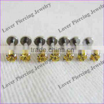 New Style Zircon Design High Polish Stainless Steel Unique Labret Studs [SS-L963]