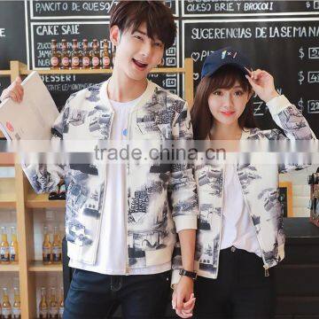 OEM Brand Young Men and Women Jackets Couples Outfits Clothing Print Zipper Cardigan Coat Baseball Outfitting photo-5