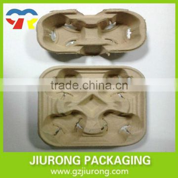 Disposable Paper Cup Tray Coaster, Made of Gray Cardboard for Carrying Cups Fast Food Packaging