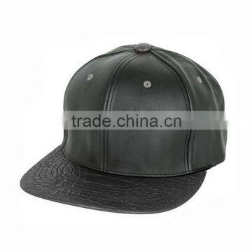 Custom Your Own Logo Brown PU Leather Snapback Cap