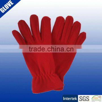 custom 100% polyester red embroidery soft fleece gloves