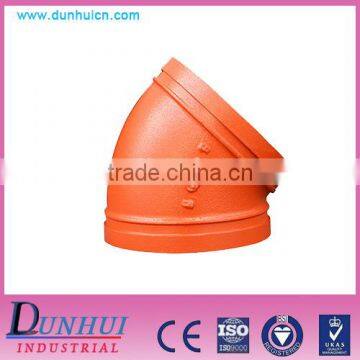 This is done by dip coating process ductile iron 45 angle elbow pipe